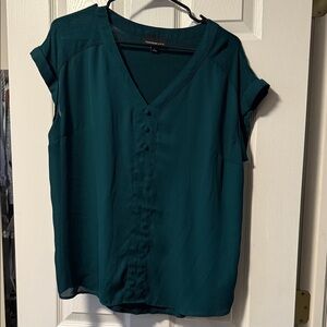Elegant Teal V-Neck Blouse